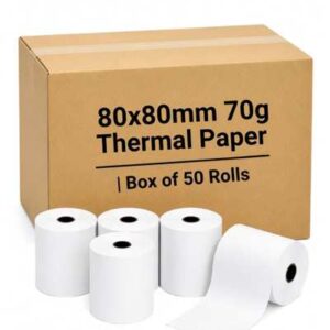 Papel térmico 80x80 70 GSM / caja 50 unidades