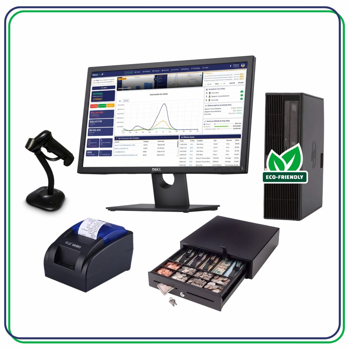 Kit punto de venta Wazo POS 1 58 mm reacondicionado para almacén y minimarket
