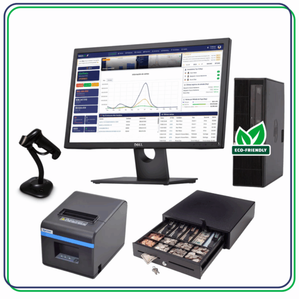 Kit punto de venta Wazo POS 2 80 mm: PC Core i5 o superior y monitor reacondicionados + periféricos nuevos - imagen 1