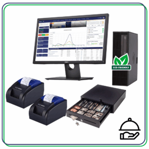 Kit punto de venta Wazo Resto POS 1 58 mm: PC Core i5 o superior y monitor reacondicionados + periféricos nuevos