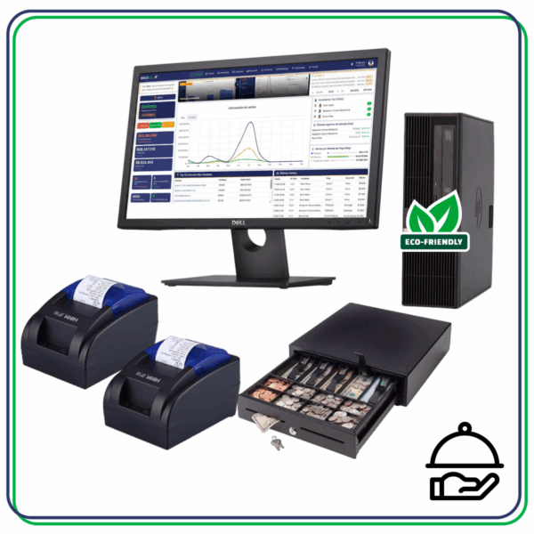 Kit punto de venta Wazo Resto POS 1 58 mm: PC Core i5 o superior y monitor reacondicionados + periféricos nuevos - imagen 1