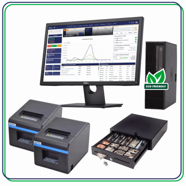Kit punto de venta Wazo Resto POS 2 80 mm: PC Core i5 o superior y monitor reacondicionados + periféricos nuevos - imagen 1